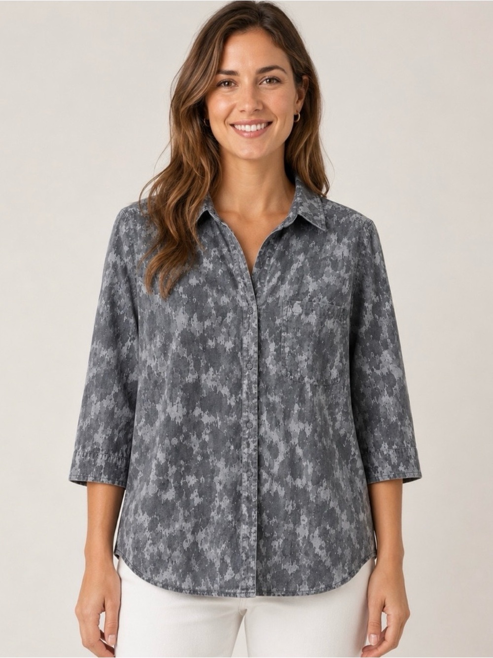 Anthropologie Cloth&Stone Gray Button Down Shirt Women’s Size S